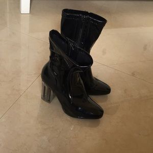 Forever 21 black patent leather booties